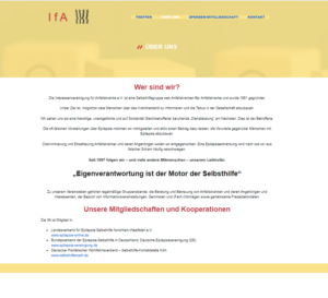 Zu sehen ist die alte Über-uns-Seite der IfA.